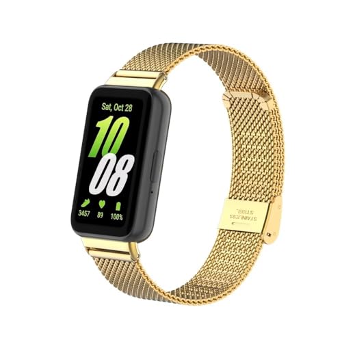 nuosiweilang Kompatibel Für Samsung Galaxy Fit3 Armband Sport Edelstahl Metall Uhrenarmband Armband Ersatzarmband Für Galaxy Fit 3 SM-R390 Männer und Frauen Gold von nuosiweilang
