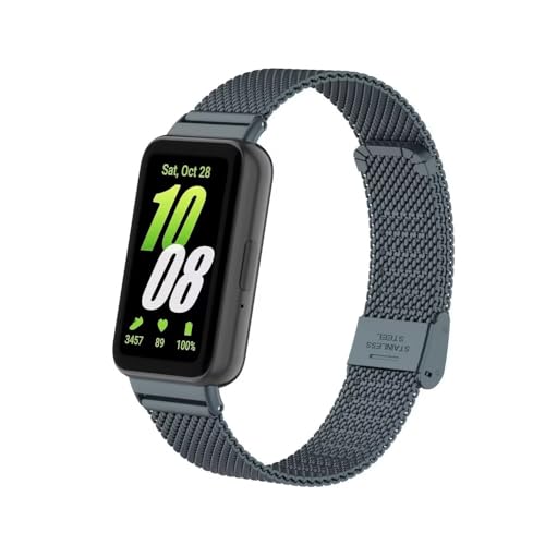 nuosiweilang Kompatibel Für Samsung Galaxy Fit3 Armband Sport Edelstahl Metall Uhrenarmband Armband Ersatzarmband Für Galaxy Fit 3 SM-R390 Männer und Frauen Grau von nuosiweilang