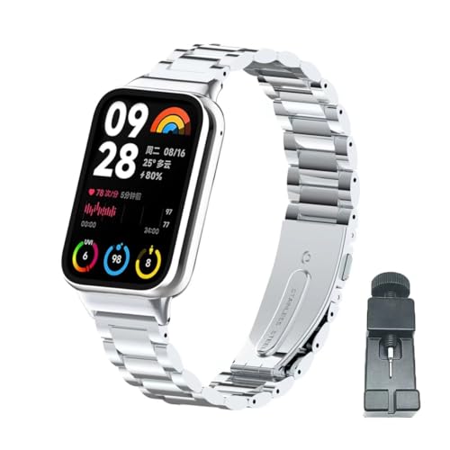 nuosiweilang Armband Kompatibel Für Xiaomi Smart Band 8 Pro/9 Pro Edelstahl Metall Uhrenarmband Ersatzarmband Für Xiaomi Redmi Watch 5/4 Männer und Frauen von nuosiweilang