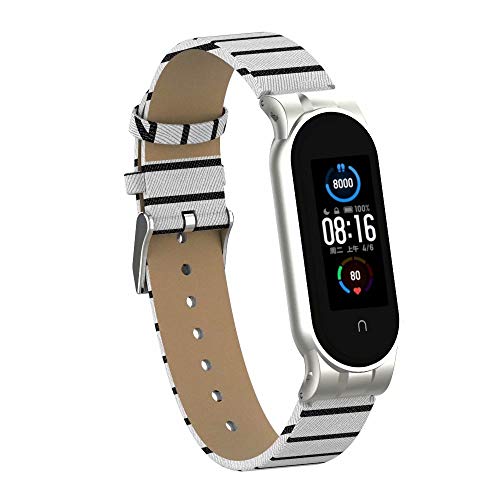 nuosiweilang Kompatibel mit Xiaomi Mi Band 5/Mi Band 6 Armband aus Leder, Ersatzband für Xiaomi Miband 5/Miband 6, Männer und Frauen von nuosiweilang