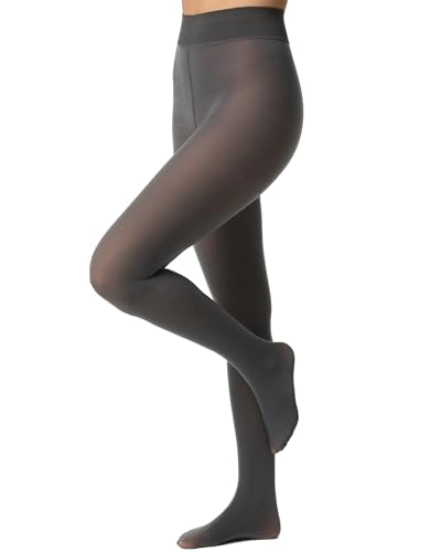 Nur Die Warm & Transparent extra haltbar 80 DEN warme Fein-Strumpfhose beige durchscheinend Komfortbund Damen, grau, L von Nur Die