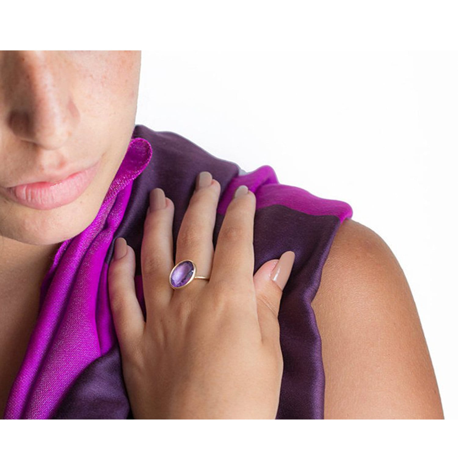 14K Gold Amethyst Ring, Februar Geburtsstein, Statement Schmuck Für Frauen von nuritdesignjewelry