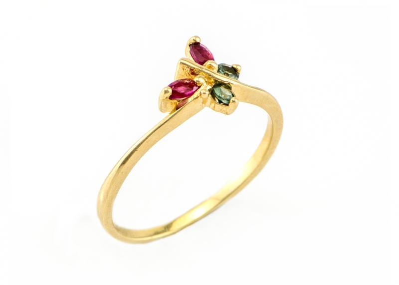 Schmetterling 14K Gold Turmalin Verlobungsring, Handgemachte Edelstein Ring von nuritdesignjewelry