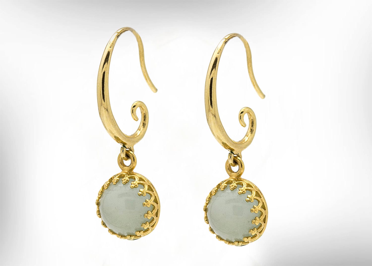 14K Gold Aquamarin Ohrringe, Vintage Stil von nuritdesignjewelry