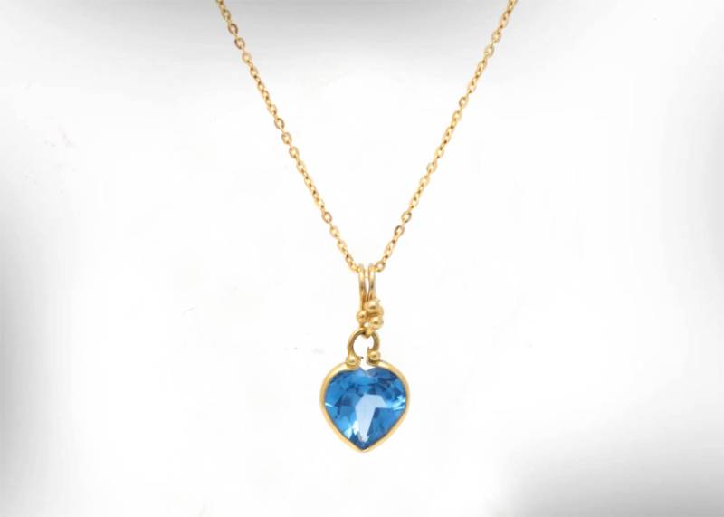 14K Gold Herz Anhänger Halskette, Blue Topaz Dezember Geburtsstein Valentinstag Schmuck Für Sie 14K Gold Herz Anhänger Halskette, Blue Topaz Dezember Geburtsstein Valentinstag Schmuck Für Sie von nuritdesignjewelry