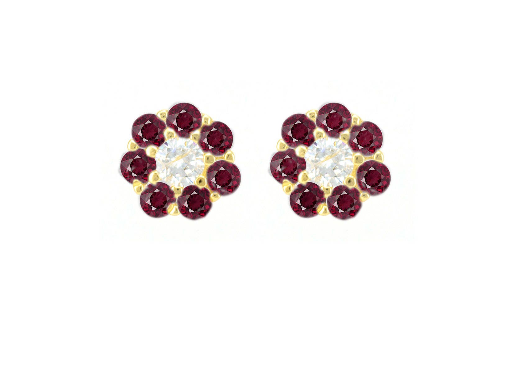 14K Gold Rot Granat Blumen Ohrringe Januar Birthstone Ohrstecker von nuritdesignjewelry