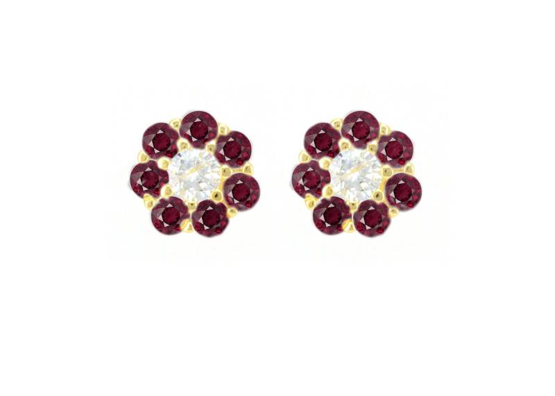 14K Gold Rot Granat Blumen Ohrringe Januar Birthstone Ohrstecker von nuritdesignjewelry
