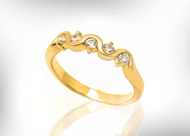 14K Gold Und Multi Diamanten Einzigartiger Verlobungsring Für Frauen von nuritdesignjewelry
