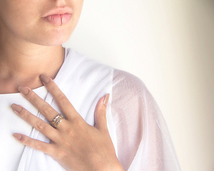 14K Gold Vintage Ring, Verlobungsring, Und Diamant Ehering, Art Deco Brautring von nuritdesignjewelry