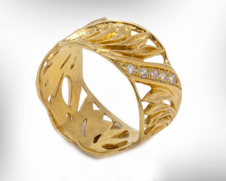 14K Goldband, Gold Und Diamant Eheringe Frauen, Jugendstil Ehering, Einzigartiger Ehering Braut Ehering, Kostenloser Versand von nuritdesignjewelry