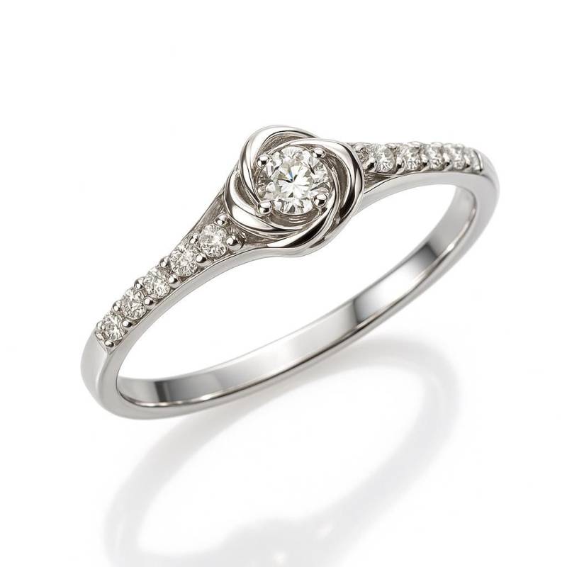 14K Weißgold Diamant Blume Verlobungsring, Rubin Saphir Smaragd von nuritdesignjewelry