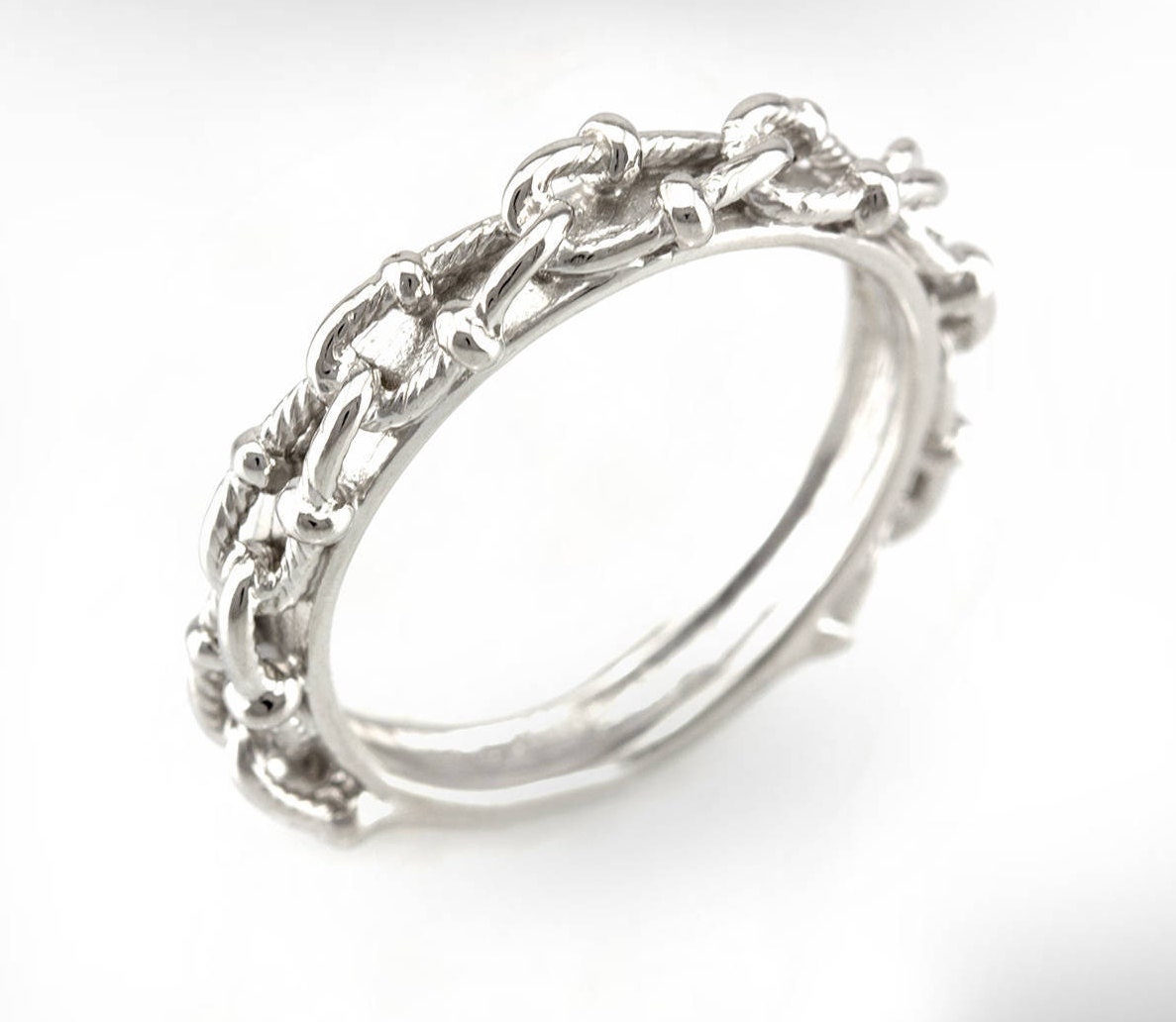 14K Weißgold Band, Ehering Für Herren, Einzigartige Herrenband, Goldhochzeitsring Jubiläumsring Ihn, Designerband, Kostenloser Versand von nuritdesignjewelry