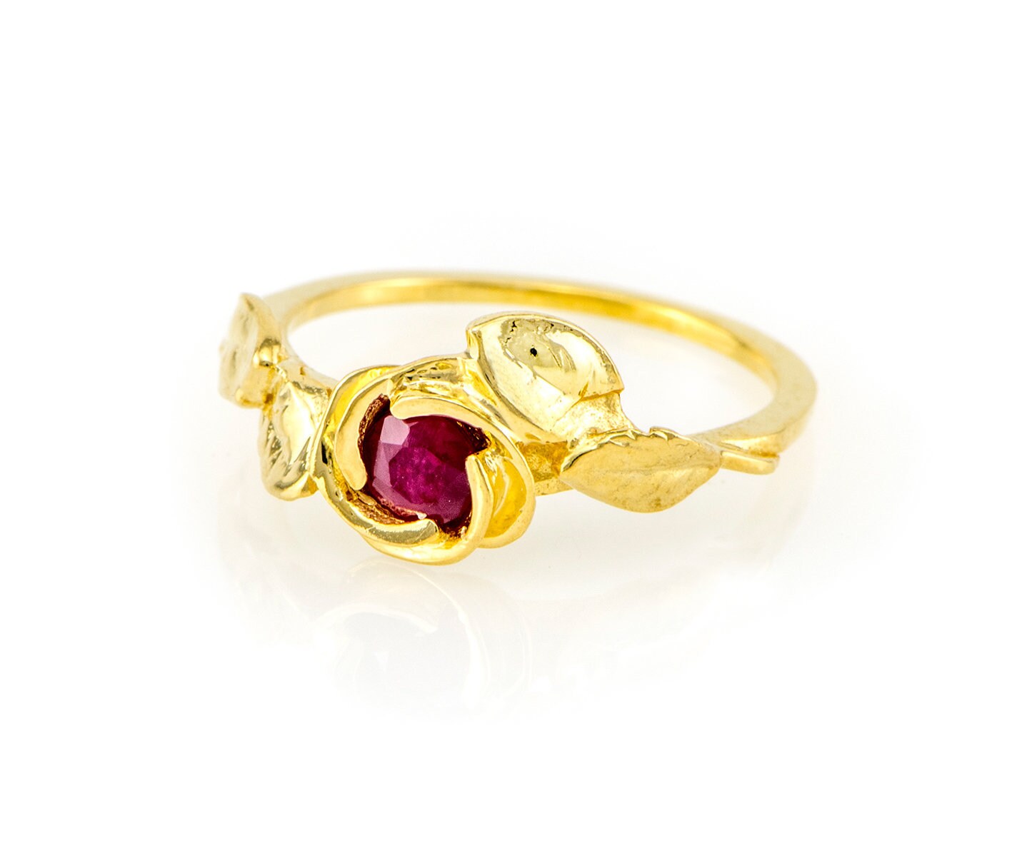 18K Gold Rubin Blume Verlobungsring, Natur Brautring von nuritdesignjewelry