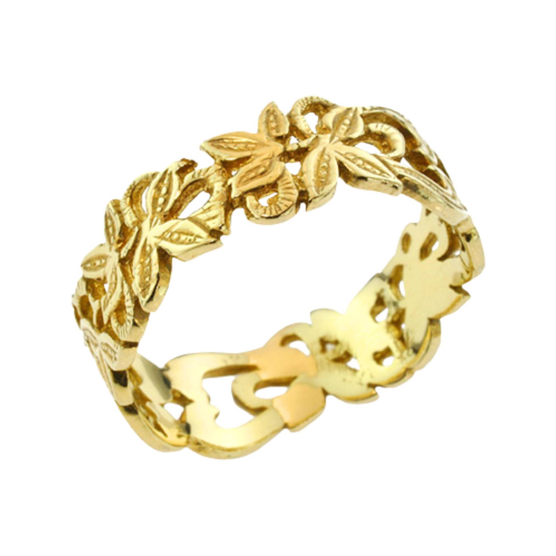 18K Blumen Ehering, Vintage Style Blätter Band von nuritdesignjewelry