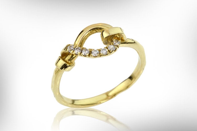 585 Solid Gold Einzigartige Verlobungsring, Diamanten Knotenring, Zierliche Goldring Für Frauen, Knoten Versprechen Ring, Zarte Bogen Ring von nuritdesignjewelry
