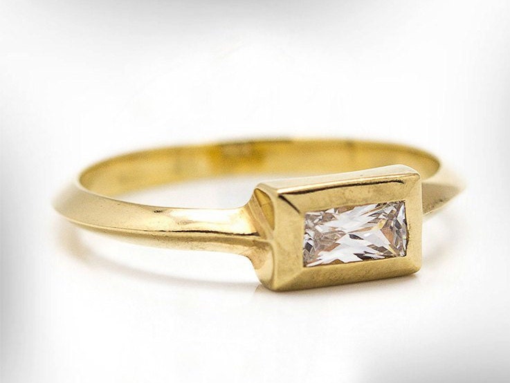 9K/14K Gold Kristall Quarz Verlobungsring April Geburtsstein von nuritdesignjewelry