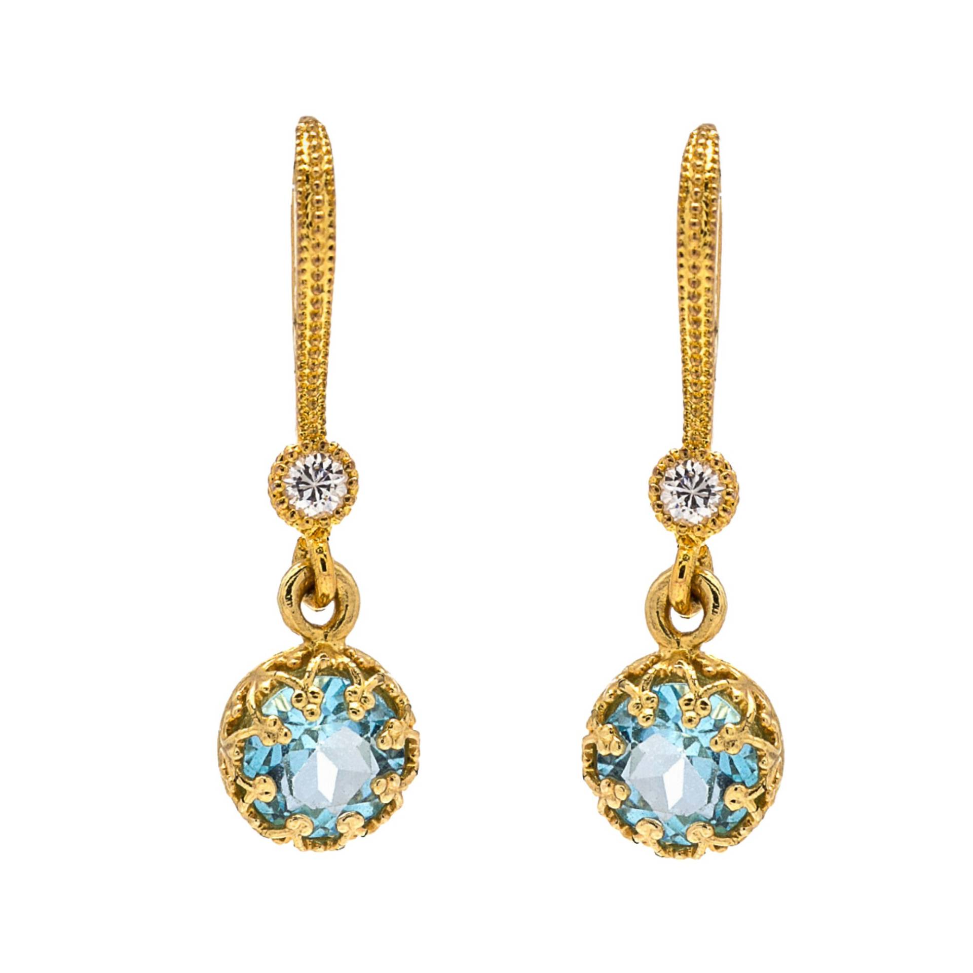 9K Gold Kleine Baumeln Ohrringe, Blautopas Dezember Geburtsstein Ohrringe Für Sie von nuritdesignjewelry