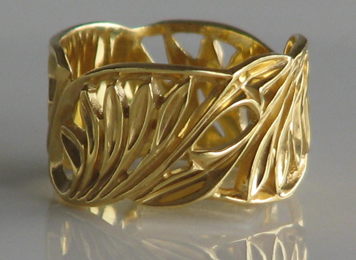 9K Gold Blätter Ring, Vintage Style Jubiläumsgeschenk von nuritdesignjewelry