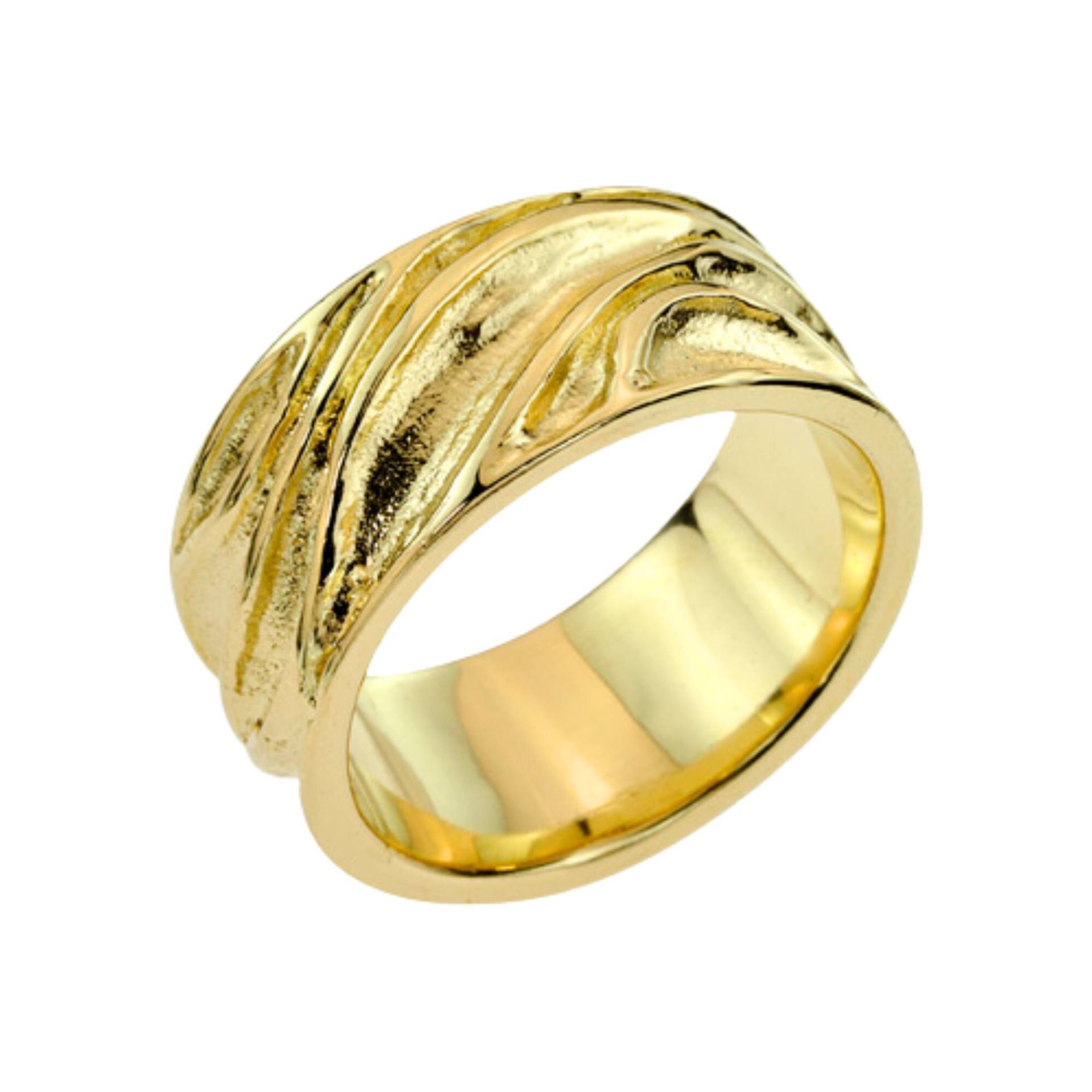 9K Oder 14K Solider Goldring, Einzigartiger Ehering Für Männer, Breites Strukturiertes Bräutigamband, Personalisierter Ehering von nuritdesignjewelry