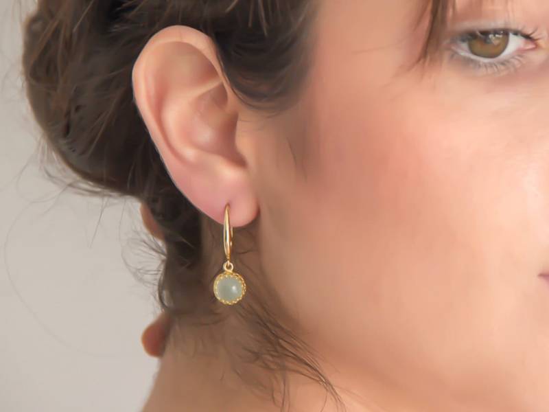 Vergoldete Aquamarin Ohrringe, März Geburtsstein von nuritdesignjewelry