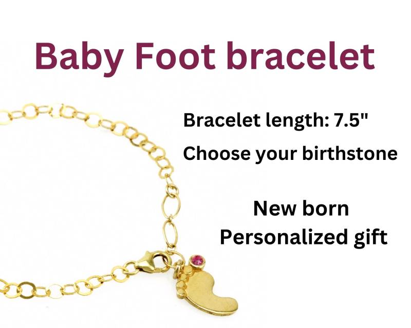 Baby Fuß Armband Personalisierter Geburtsstein Anhänger, Neue Mutter Geschenk von nuritdesignjewelry