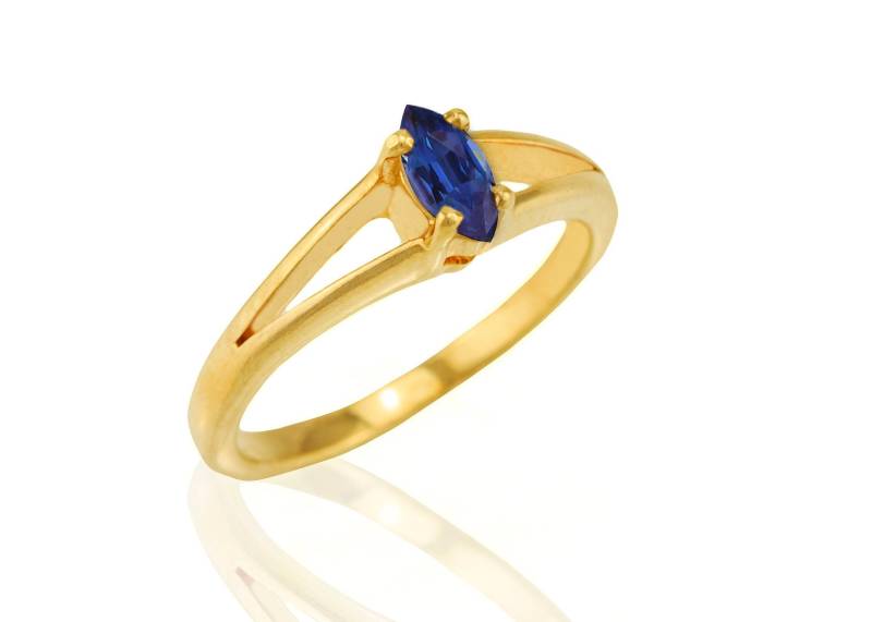 Marquise Saphir Verlobungsring, Einzigartige 14K Gold Solitaire Brautring von nuritdesignjewelry