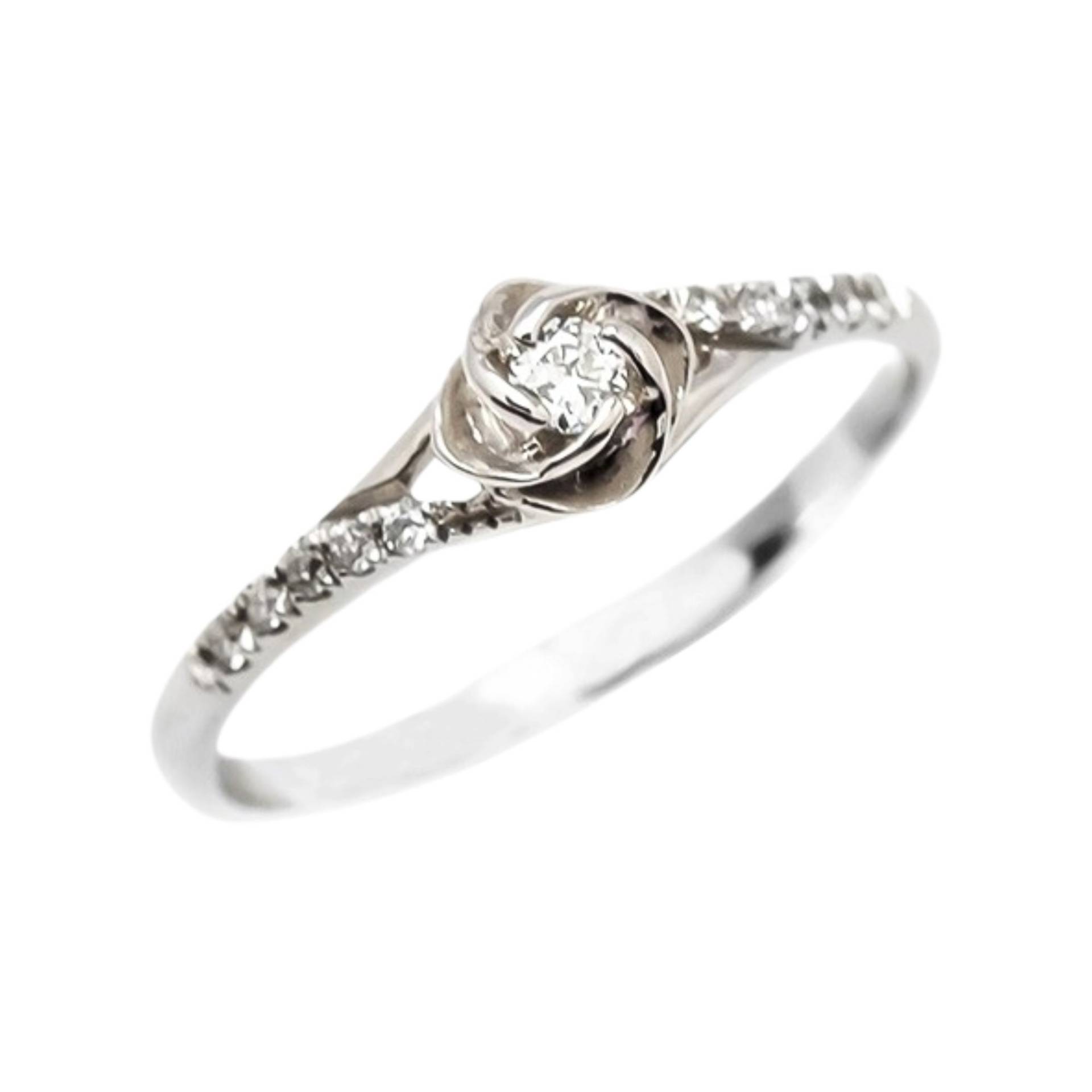 Blume Diamant Verlobungsring, 14K Weißgold, Handgemacht von nuritdesignjewelry