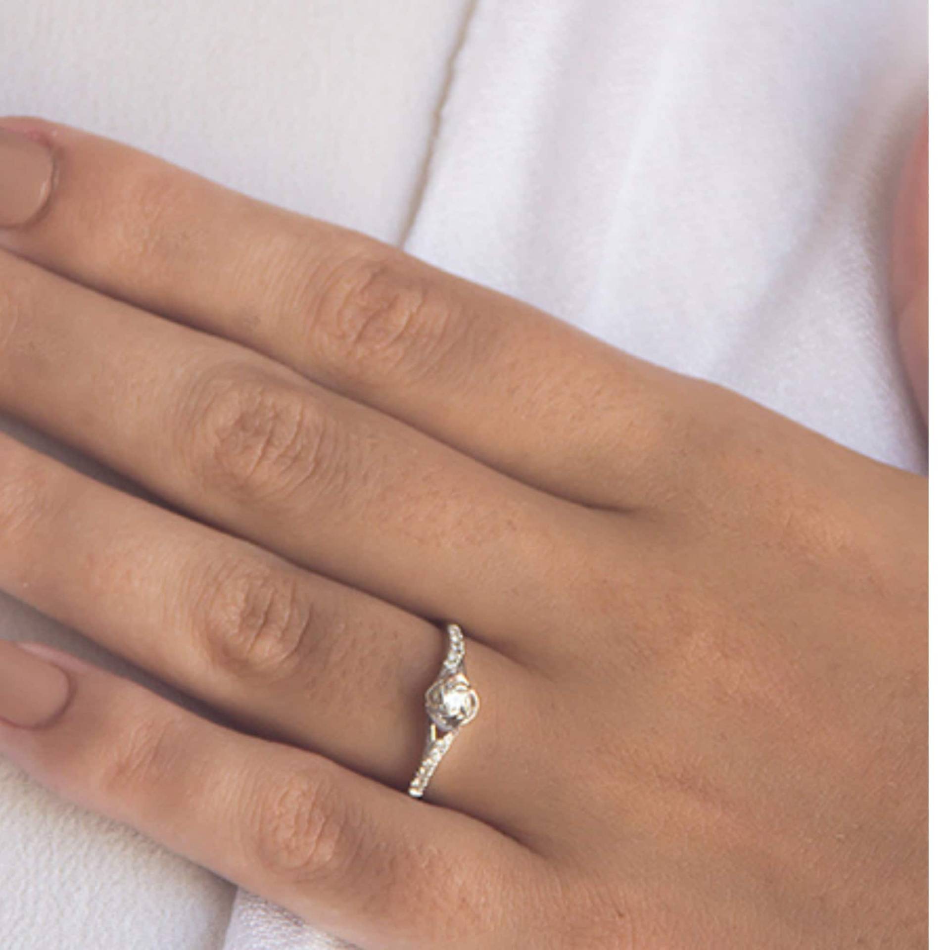 Art Deco Blume Diamant Verlobungsring, 585 Weißgold Brautring von nuritdesignjewelry