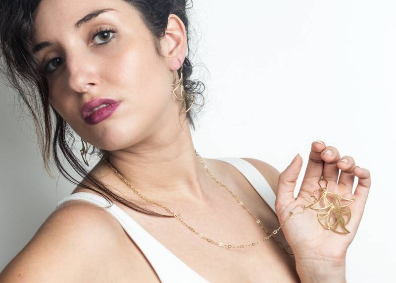 Boho Damen Schmuckset, Lange Statement Gold Filled Halskette Und Ohrhänger Für Sie von nuritdesignjewelry