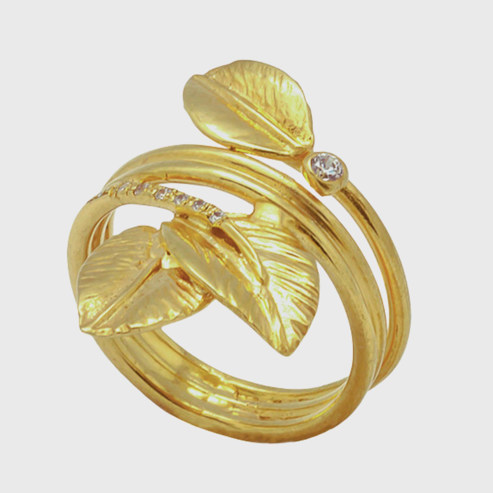 Boho 14K Gold Diamant Blätter Verlobungsring von nuritdesignjewelry