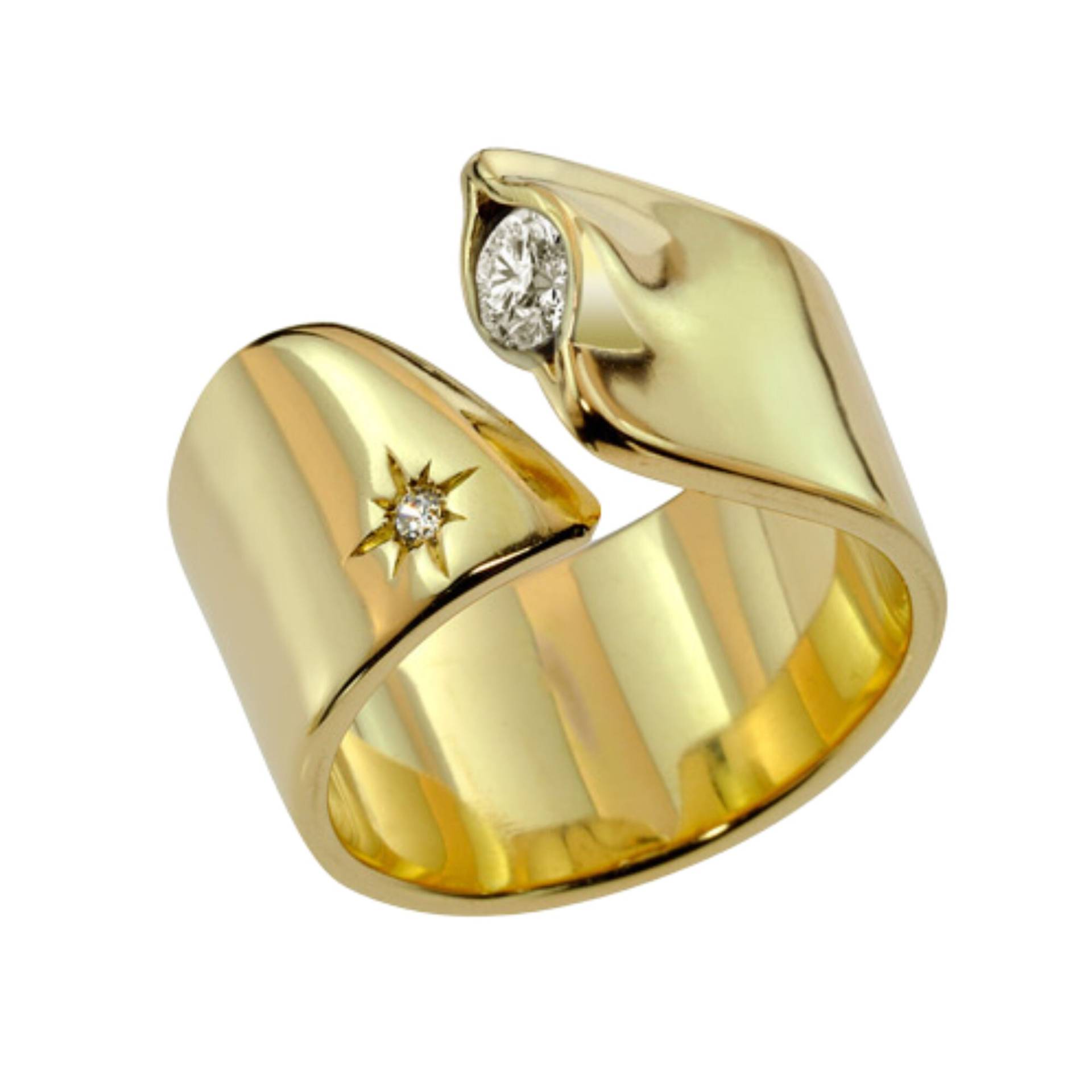Einzigartiger 14K Gold Diamant-Verlobungsring von nuritdesignjewelry