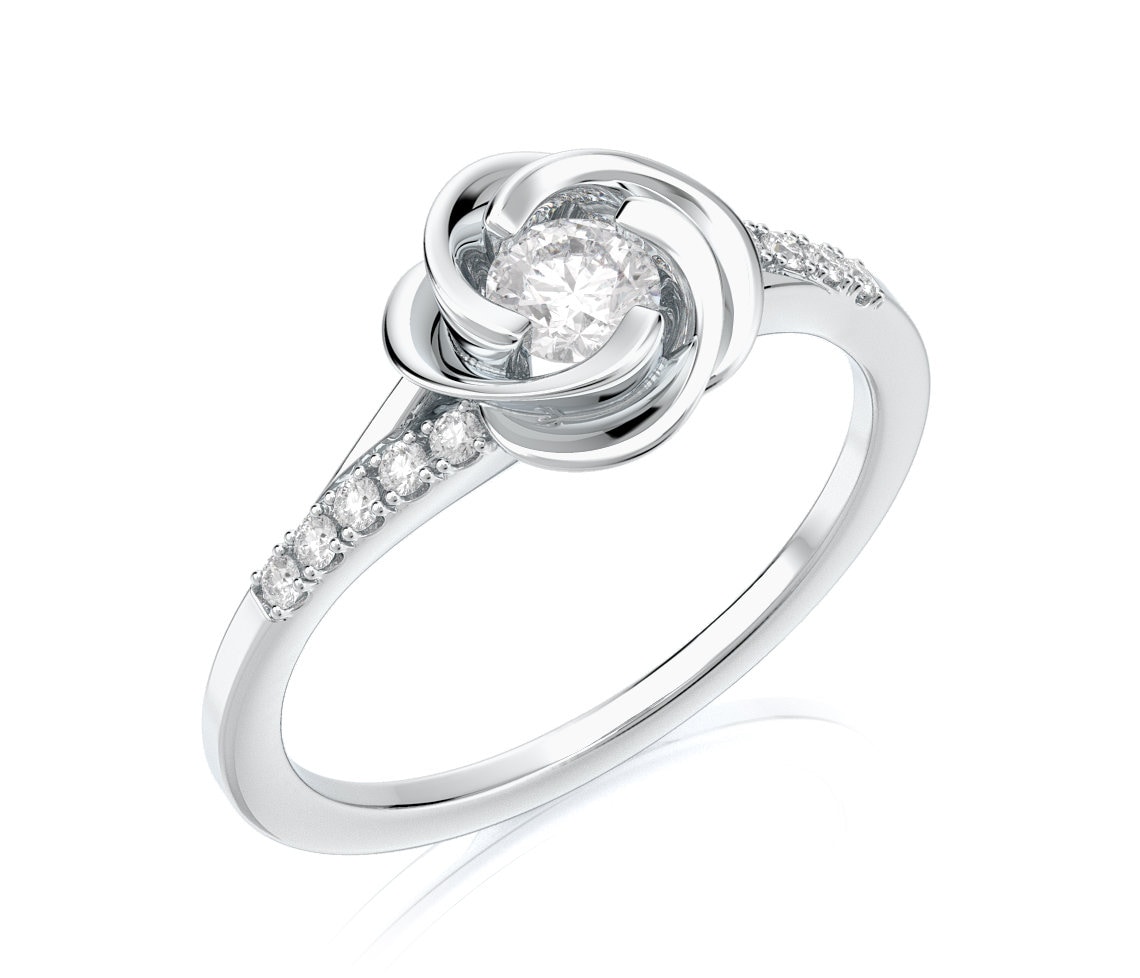 Vintage 14K Weißgold Blume Diamant Verlobungsring von nuritdesignjewelry