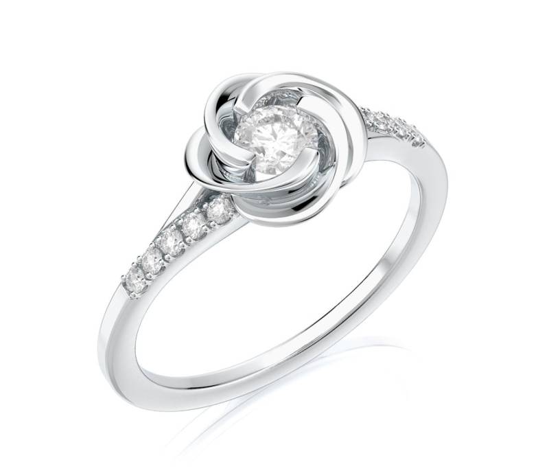 Vintage 14K Weißgold Blume Diamant Verlobungsring von nuritdesignjewelry