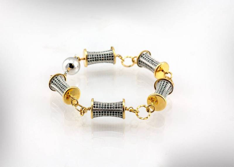 Handgemachtes Sterling Silber Spinell Edelstein Armband, Gold-Gefüllter Akzent von nuritdesignjewelry
