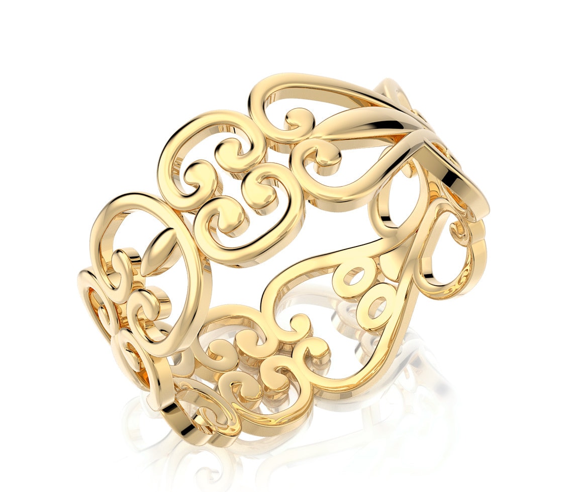 Frauen Ehering, 18K, 14K Solid Gold, Spitze Braut Zarte Ehering. Vintage-stil Jubiläumsring Frauen Ehering, 18K, 14K Solid Gold, Spitze Braut Zarte Ehering. Vintage-stil Jubiläumsring von nuritdesignjewelry