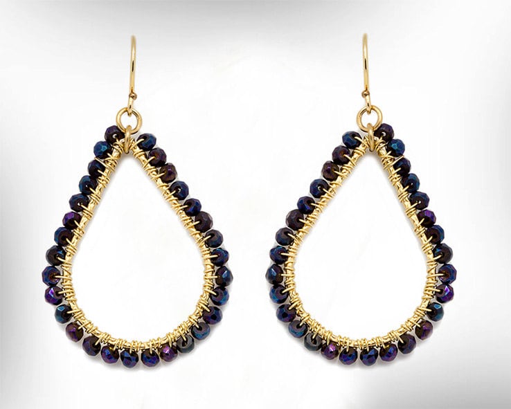 Spinell Perlen Ohrringe, Gold Filled Draht Gewickelt Tropfen von nuritdesignjewelry