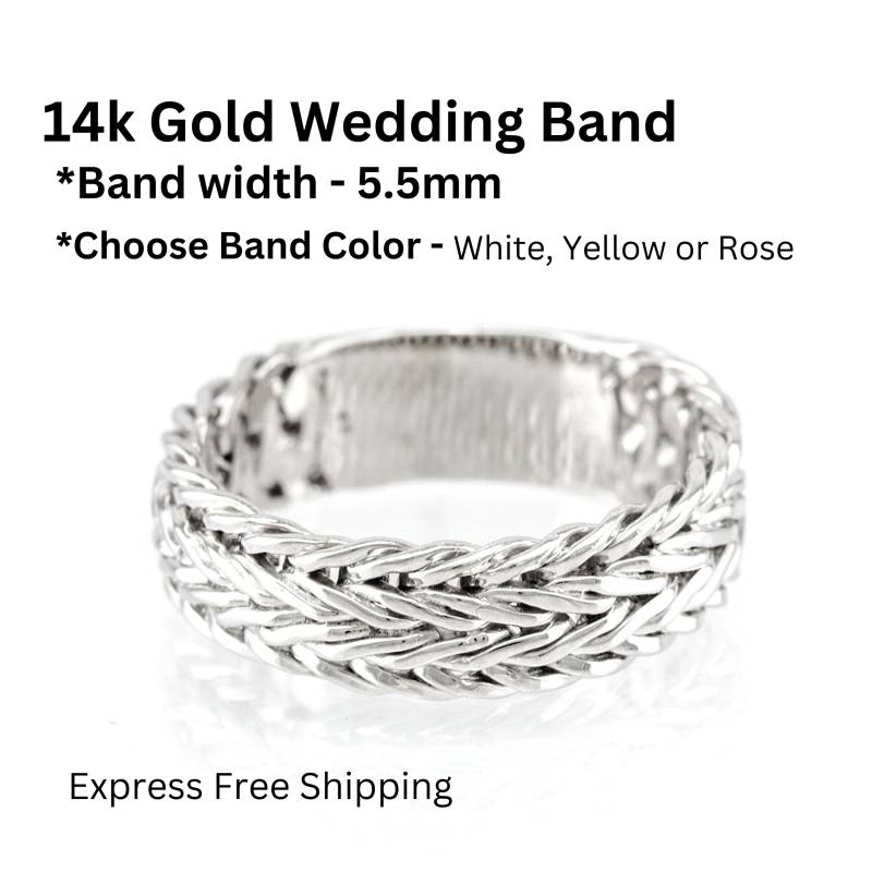 Handgemachter 14K Gold Geflochtener Ehering von nuritdesignjewelry
