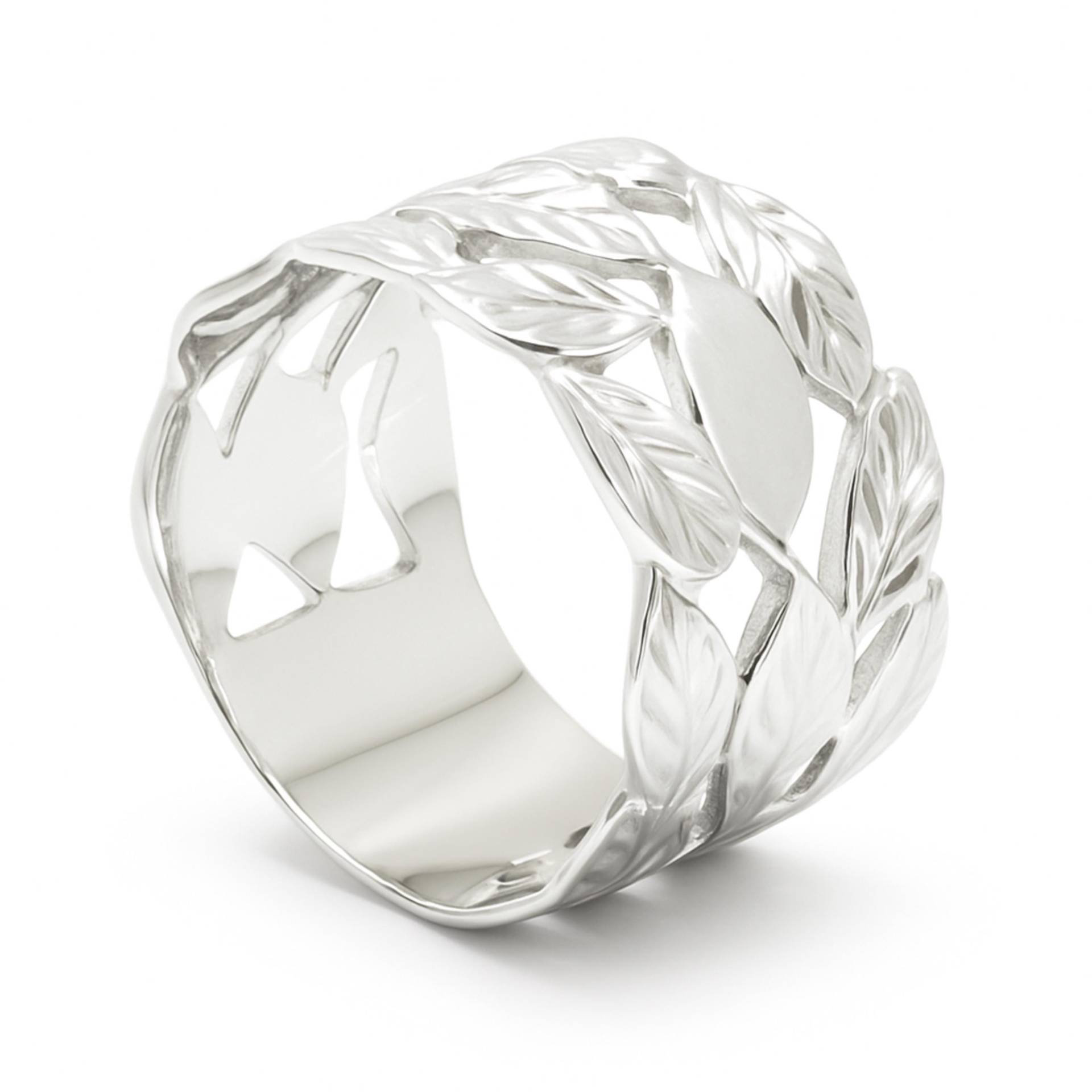 Handmade Sterling Silber Blätter Ring, Natur Inspiriert Breite Band von nuritdesignjewelry