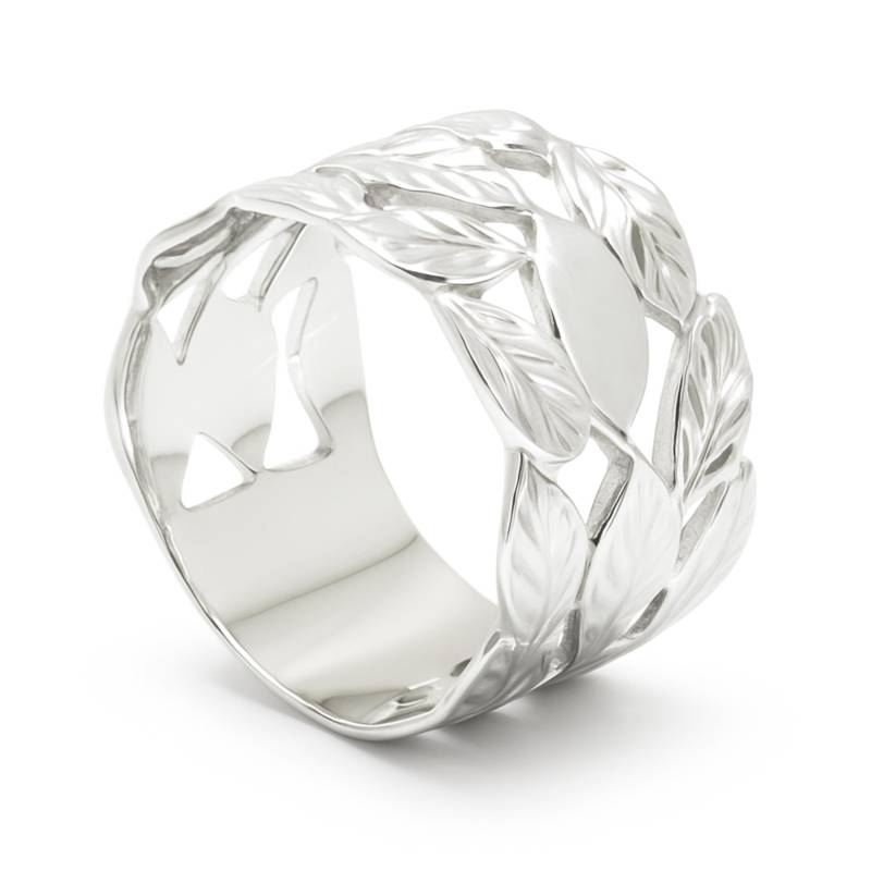 Handmade Sterling Silber Blätter Ring, Natur Inspiriert Breite Band von nuritdesignjewelry