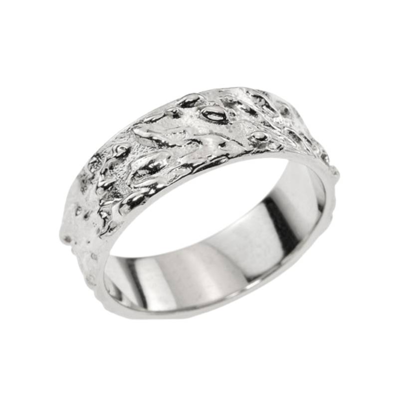 Herren Ehering Weißgold, 14K Strukturierter Herrenring, Einzigartiger 6mm Seine Und Ihre Eheringe von nuritdesignjewelry