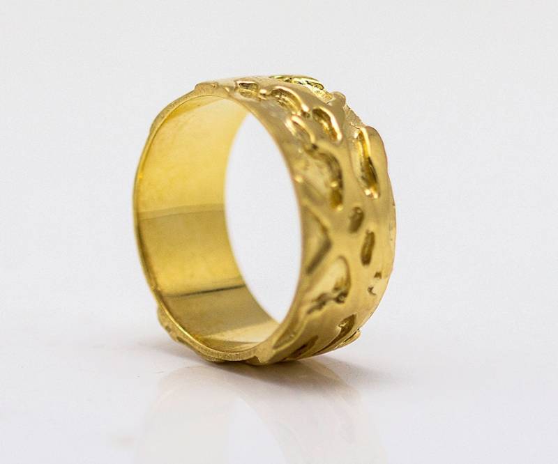 Hochzeitsband Für Männer, Breites Ehering, Grober 9K/14K Gold Graviertes Band Ihn, Personalisiertes Hochzeitsband, Kostenloser Versand von nuritdesignjewelry