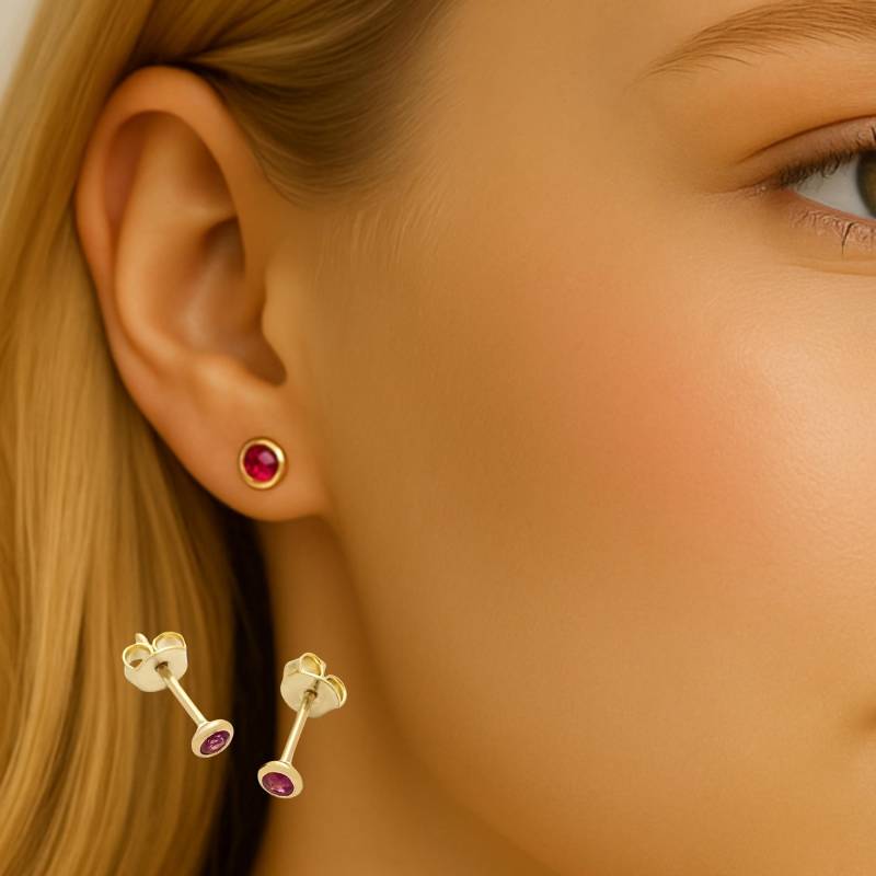 Kleine Rote Rubin Ohrstecker, 14K Solid Gold Edelsteine Sweet Sixteen Schmuck von nuritdesignjewelry