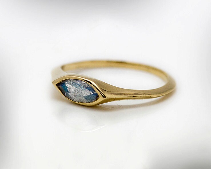 Labradorit Auge Ring, 22K Vergoldet Sterling Silber, Handgemacht von nuritdesignjewelry