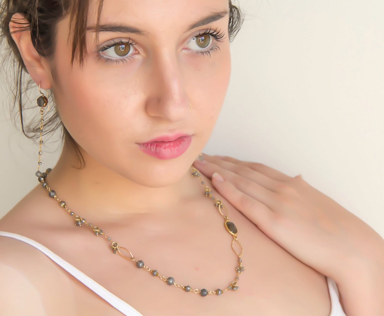 Labradorit Halskette, Edelstein Frauen Schmuck Geschenk, Elegante Geschenk Für Mama, Halskette Sie, Gold Versandfertig von nuritdesignjewelry