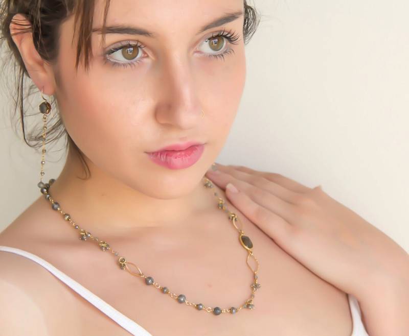 Labradorit Halskette, Edelstein Frauen Schmuck Geschenk, Elegante Geschenk Für Mama, Halskette Sie, Gold Versandfertig von nuritdesignjewelry