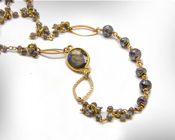 Labradorit Halskette, Elegante Halskette Für Sie, Geschenk Mama, Gold-Halskette, Versandfertig von nuritdesignjewelry