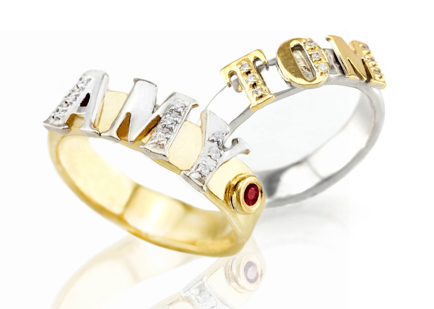 Personalisierte Sterling Silber Name Ringe Set, Birthstone Paar von nuritdesignjewelry