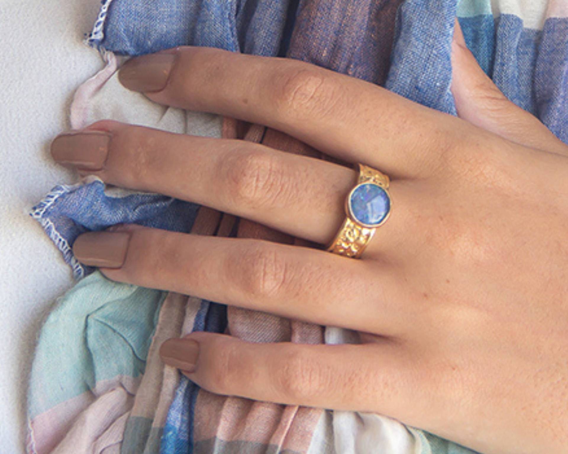 Gold Blumen Opal Ring, Oktober Birthstone Schmuck von nuritdesignjewelry