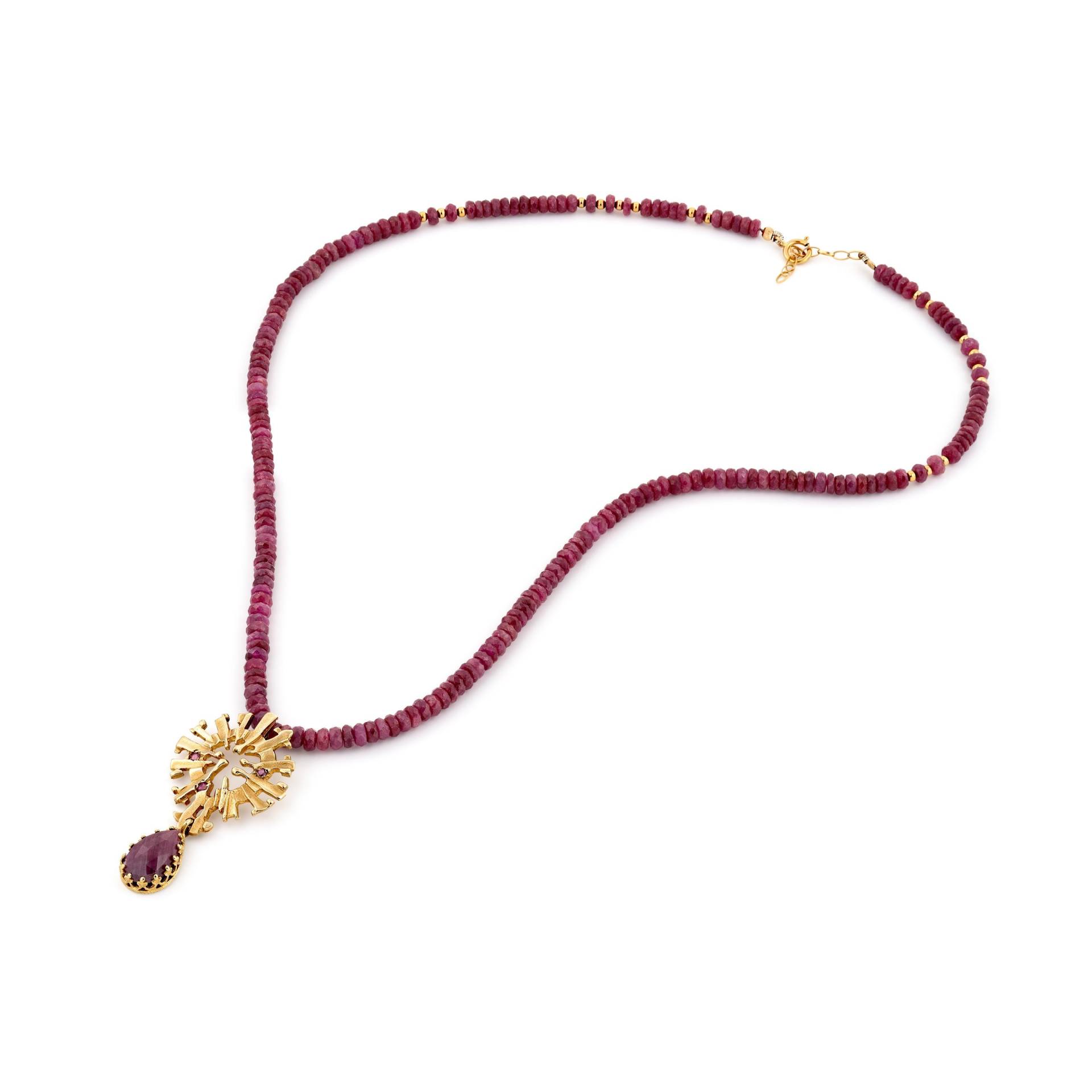 Rubin Halskette Gold, Vintage, Juli Birthstone Schmuck Für Frauen, Schneeflocke Anhänger von nuritdesignjewelry