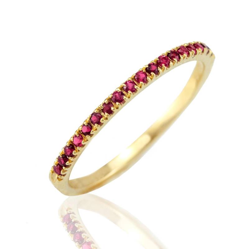 Rubin Ehering, 14K Gold Halb Eternity Ring, Stapelbarer Brautschmuck von nuritdesignjewelry